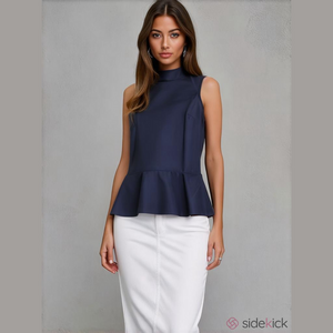 Banana Republic Navy Sleeveless Peplum Top XS